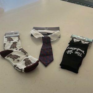 New dog socks, socks for dog and necktie for dog. Necktie is rowing blazers